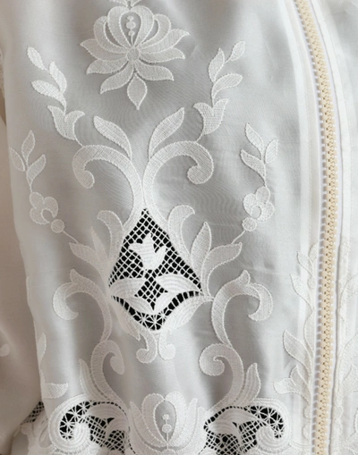 Shop Dolce & Gabbana Elegant White Silk Bomber Women's Jacket