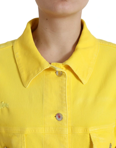 Shop Dolce & Gabbana Exquisite Yellow Denim Button-down Women's Jacket