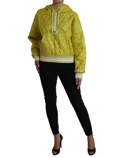 Shop Dolce & Gabbana Radiant Yellow Hooded Women's Jacket