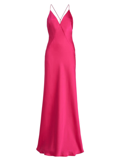 Shop Ramy Brook Women's Caspe Crisscrossed-back Gown In Hot Pink