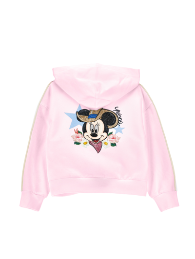 Shop Monnalisa Minnie Cotton Sweatshirt In Pink + White
