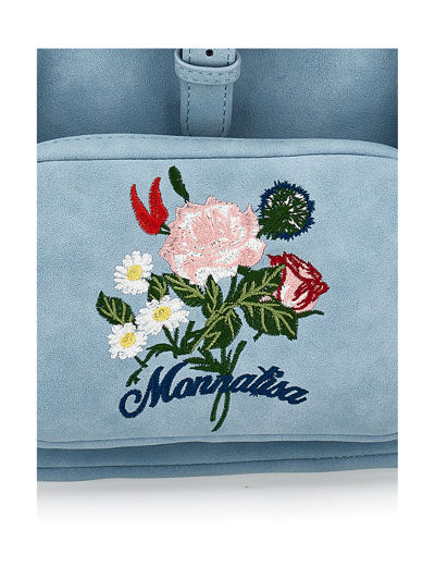 Monnalisa Microfiber Backpack With Fringes In Light Blue