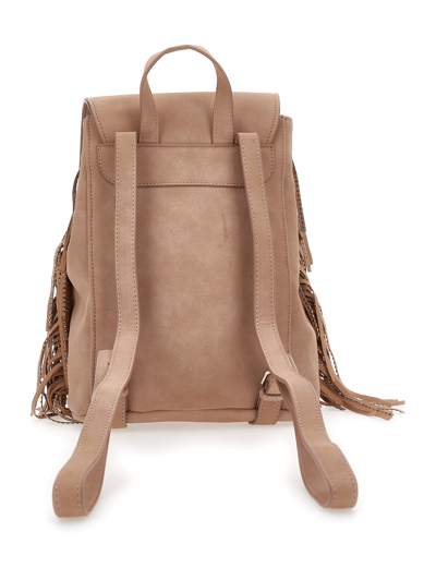 Monnalisa Microfiber Backpack With Fringes In Rosa Fairy Tale