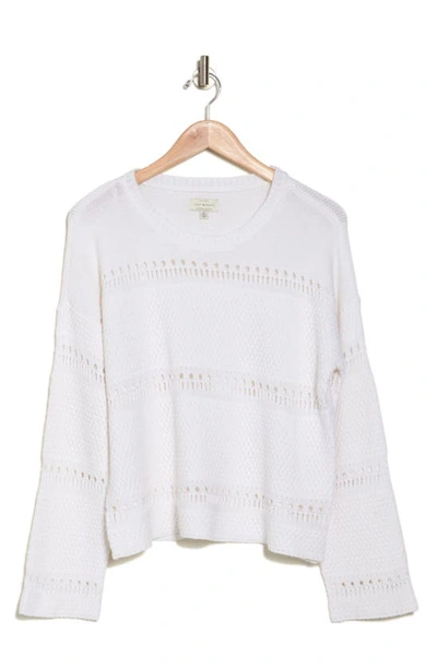Shop Lucky Brand Mixed Stitch Pullover Sweater In Bright White