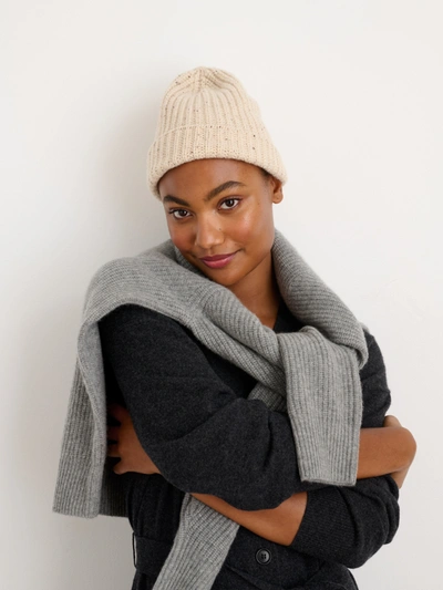 Alex Mill Cashmere Donegal Beanie In Crème Donegal