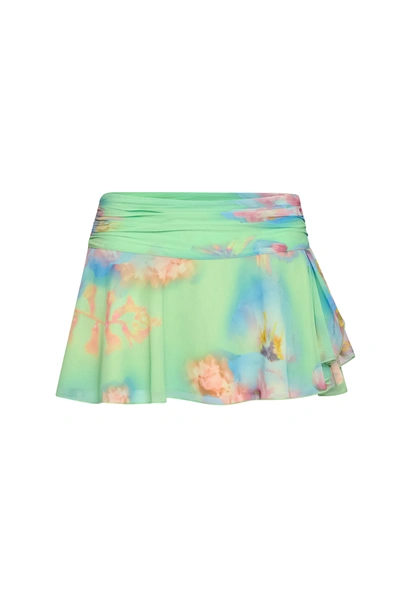 Shop Danielle Guizio Ny Chiffon Slit Mini Skirt In Ardere Floral Print