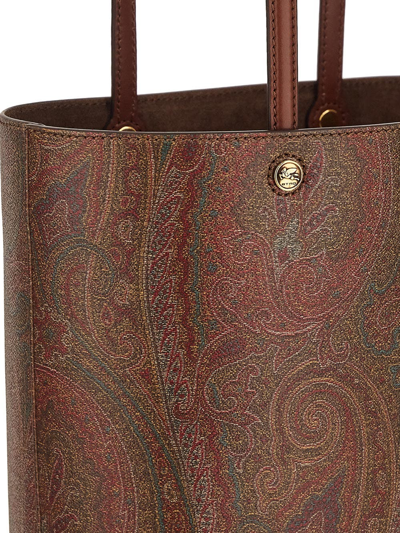 Shop Etro Medium Essential Bag With Clutch In Brown