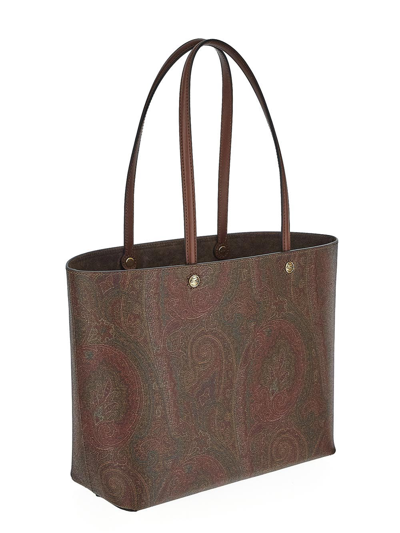 Shop Etro Large Essential Bag With Clutch In Brown