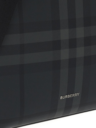 Shop Burberry Slim Vertical Denny Tote In Grey