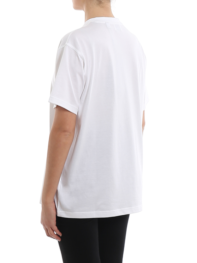 Burberry White Text Print T-shirt In Blanco