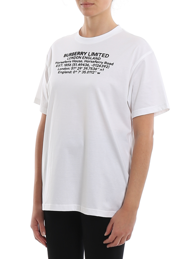 Burberry White Text Print T-shirt In Blanco