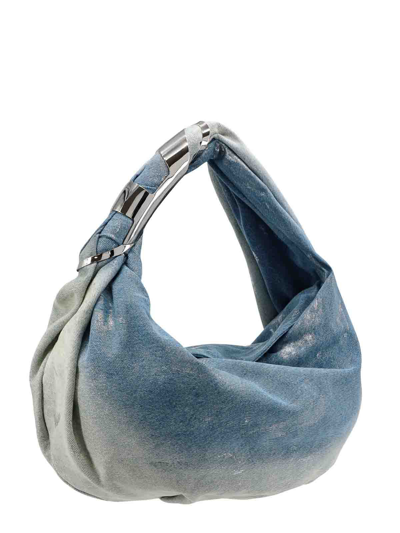 Shop Diesel Denim Handbag With Metal Oval-d Logo In Azul