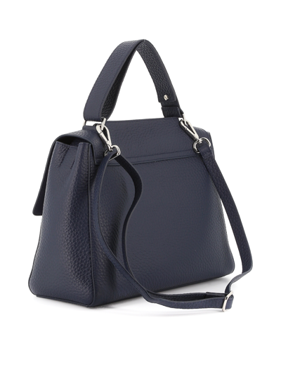 Shop Orciani Sveva Pebbled Leather Medium Bag In Azul