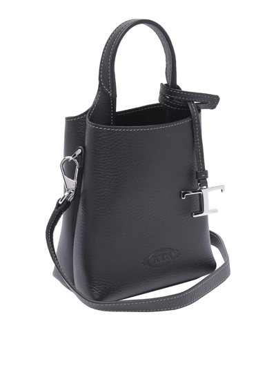 Tod's T-timeless Pendant Detail Micro Tote Bag In Negro