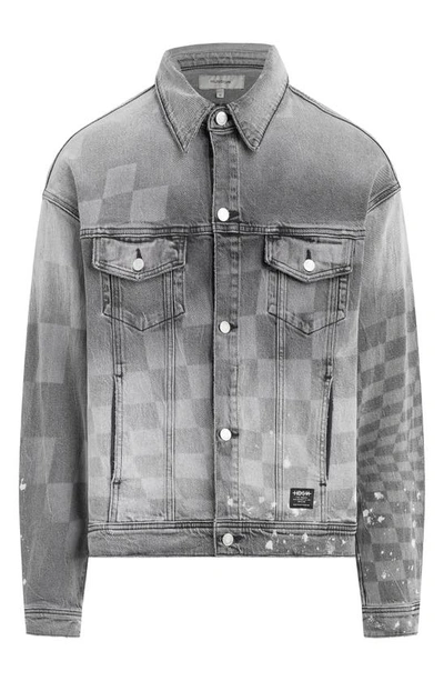 Shop Hudson Checkerboard Denim Trucker Jacket In Grey Check