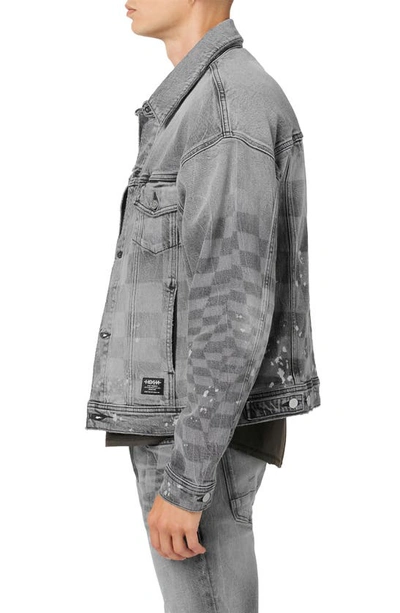 Shop Hudson Checkerboard Denim Trucker Jacket In Grey Check