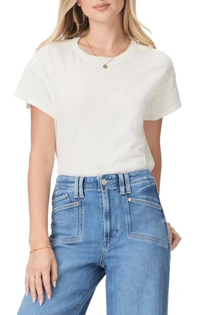 Shop Paige Ren Cotton & Linen Crewneck T-shirt In Off White