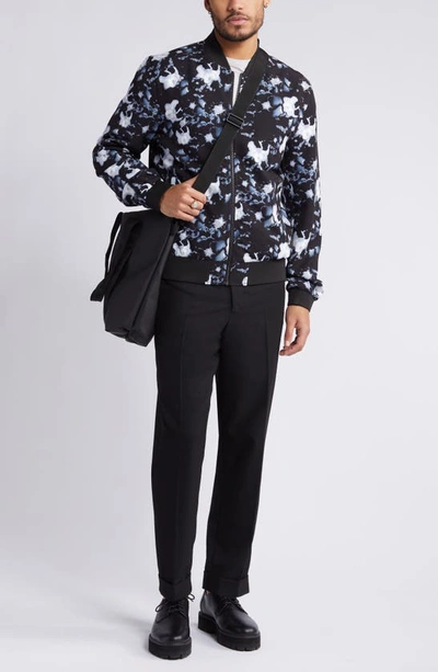 Shop Open Edit Floral Bomber Jacket In Black-blue Digital Fleur
