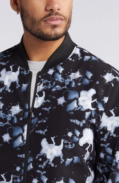 Shop Open Edit Floral Bomber Jacket In Black-blue Digital Fleur