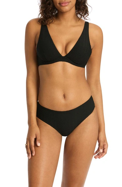 Shop Sea Level Honeycomb Underwire Bikini Top In Black