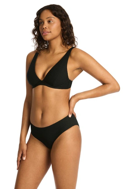 Shop Sea Level Honeycomb Underwire Bikini Top In Black