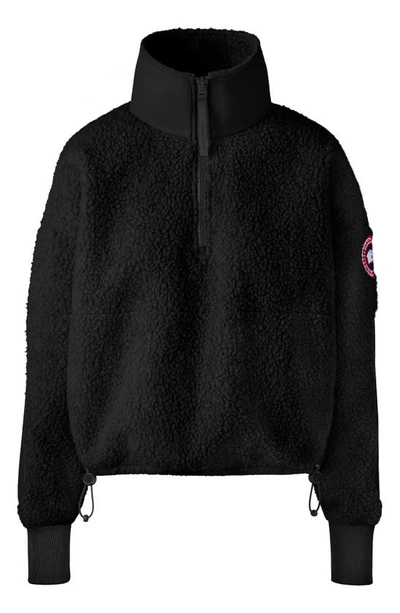 Shop Canada Goose Simcoe Wool Blend Fleece Quarter Zip Top In Black - Noir
