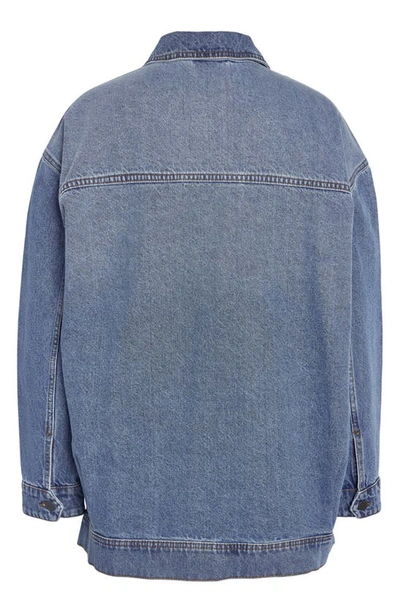 Shop Noisy May Casie Oversize Denim Jacket In Medium Blue Denim
