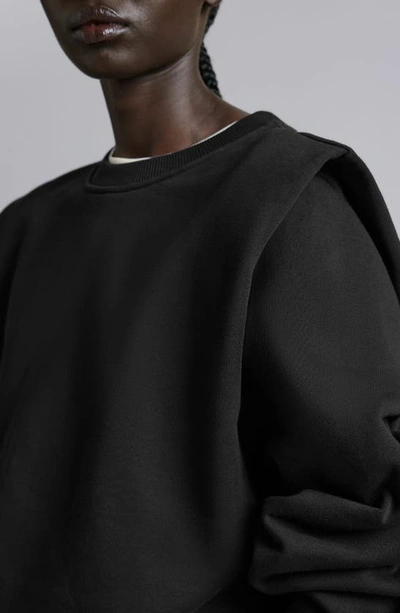 Shop & Other Stories Pleated Shoulder Sweatshirt In Black Dark