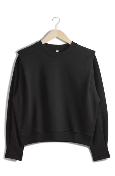 Shop & Other Stories Pleated Shoulder Sweatshirt In Black Dark