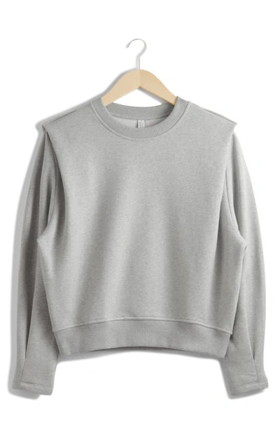 Shop & Other Stories Pleated Shoulder Sweatshirt In Grey Medium Dusty