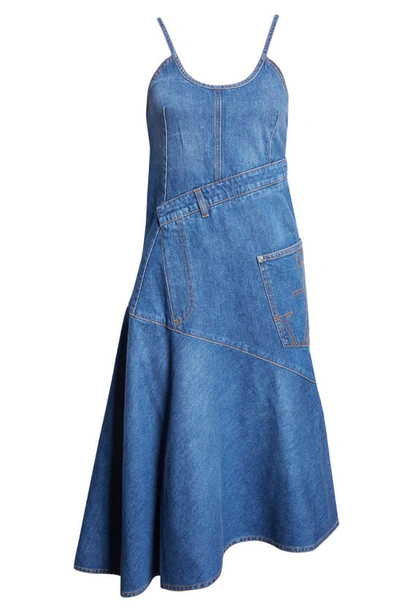 Shop Jw Anderson Twisted Denim Dress In Light Blue