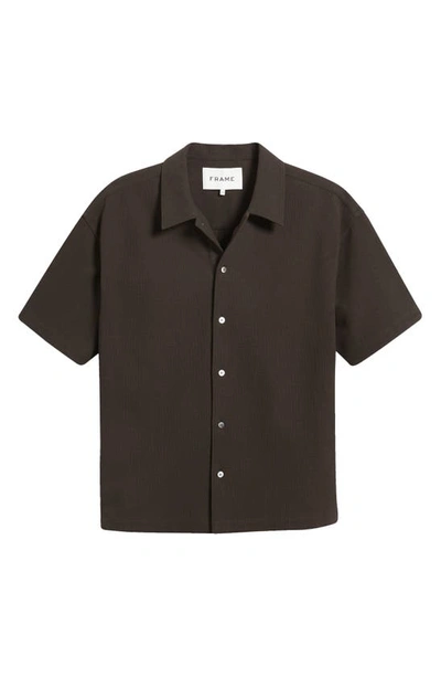 Shop Frame Textured Short Sleeve Button-up Shirt In Black