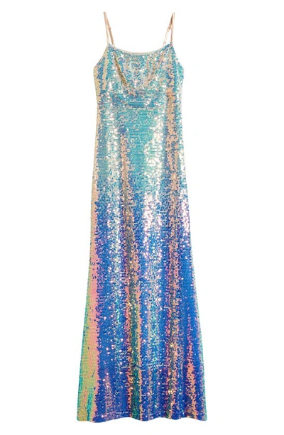 Shop Love, Nickie Lew Kids' Ombré Sequin Maxi Party Dress In Ivory Aqua