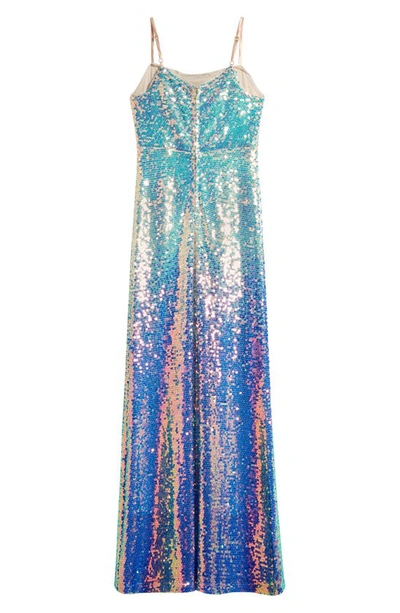 Shop Love, Nickie Lew Kids' Ombré Sequin Maxi Party Dress In Ivory Aqua
