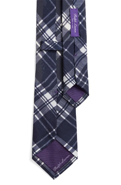 Shop Ralph Lauren Purple Label Plaid Silk Tie In Navy/ White