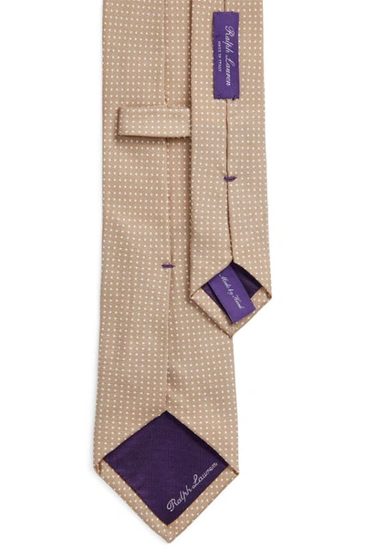Shop Ralph Lauren Purple Label Dot Silk Tie In Tan