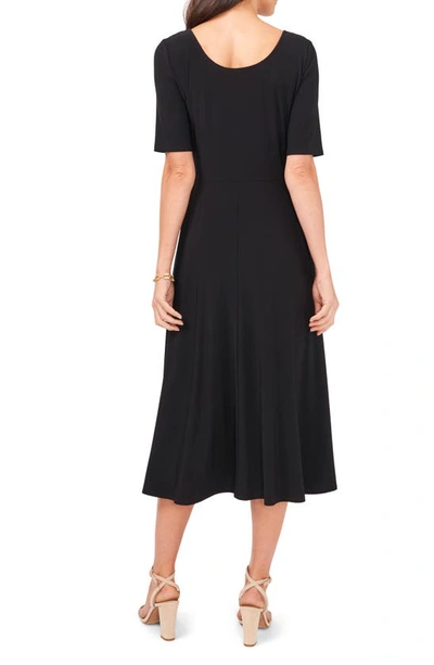 Shop Chaus Elbow Sleeve Fit & Flare Knit Dress In Black 29