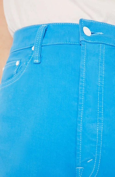 Shop Mother Tune Up Bona Fide Frayed Hem Denim Shorts In Bas Blue Aster
