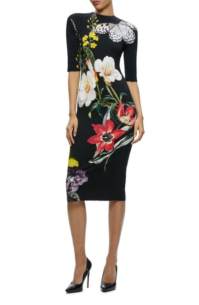 Shop Alice And Olivia Alice + Olivia Delora Floral Midi Dress In Essential Floral