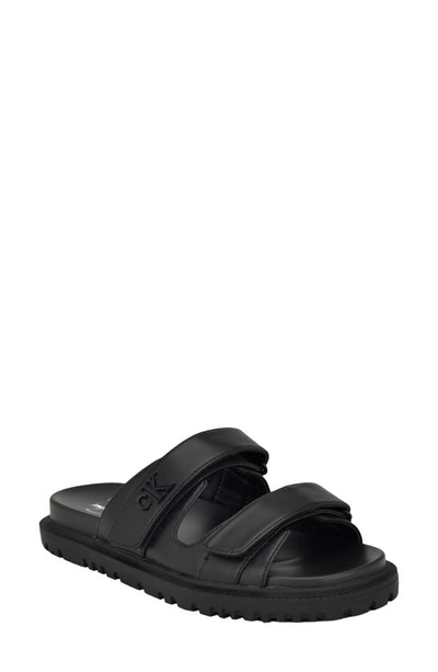 Shop Calvin Klein Donnie Slide Sandal In Black Woven