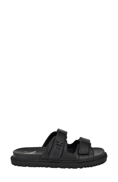 Calvin Klein Donnie Slide Sandal In Black Woven