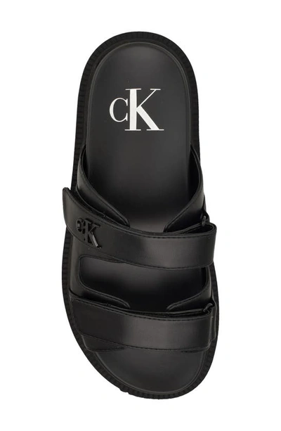 Calvin Klein Donnie Slide Sandal In Black Woven