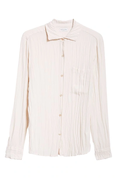 Shop Dries Van Noten Crushed Georgette Button-up Shirt In Ecru 5