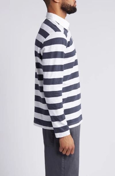 Shop Treasure & Bond Long Sleeve Rugby Polo In Navy-white Rugby Stripe