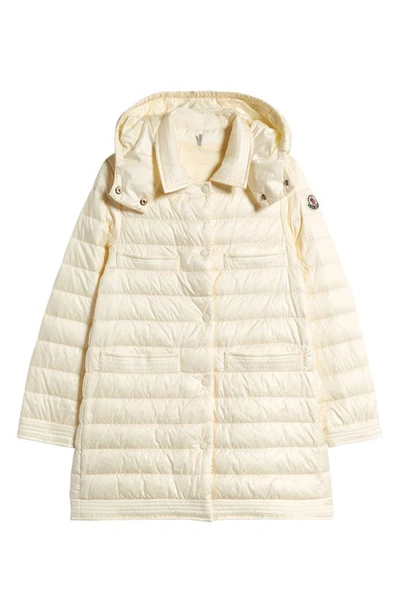 Shop Moncler Kids' Manas Water Repellent Down Puffer Coat With Removable Hood In Off White