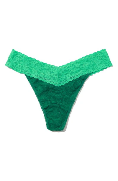 Shop Hanky Panky Colorplay Original Lace Thong In Envy Green/ Agave