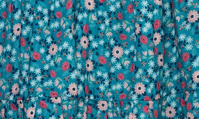 Shop Peek Aren't You Curious Kids' Floral Smocked Cotton Skirt In Turquoise Print