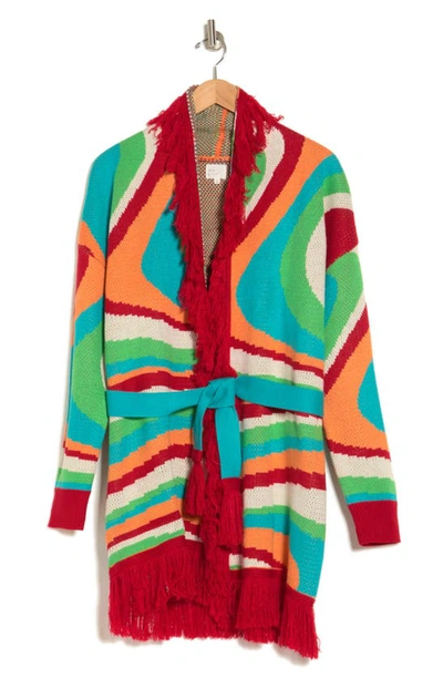 Shop Vici Collection Let The Good Things Roll Cardigan In Red/ Green/ Blue Multi