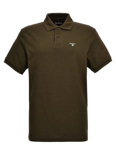 Shop Barbour Logo Embroidery Shirt Polo In Green