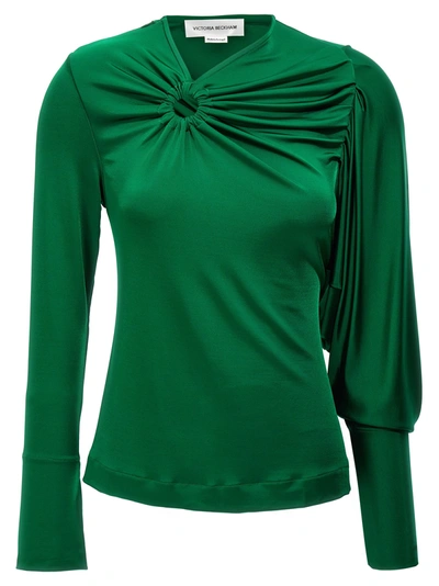 Shop Victoria Beckham Gathered Circle Detail Tops Green